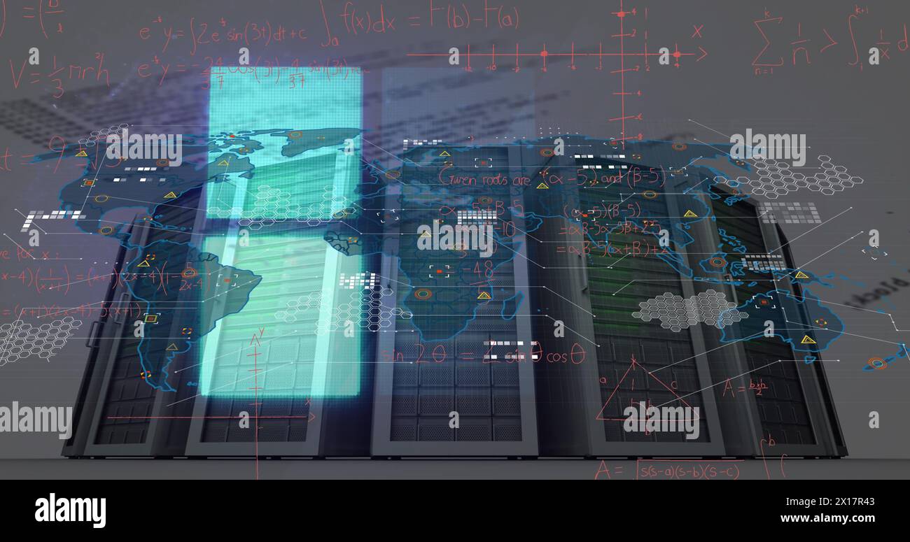 Image of data processing over servers Stock Photo