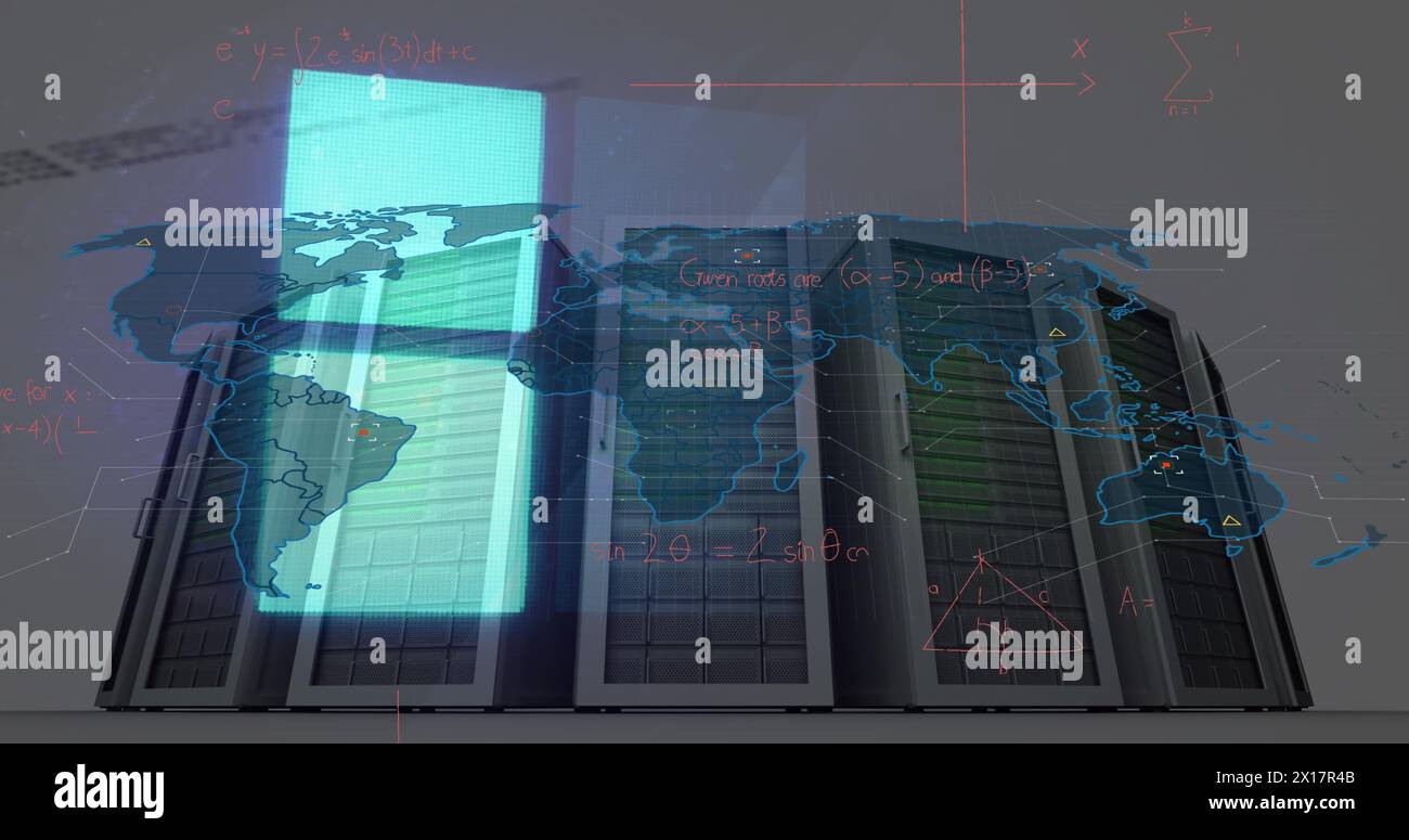 Image of data processing over servers Stock Photo