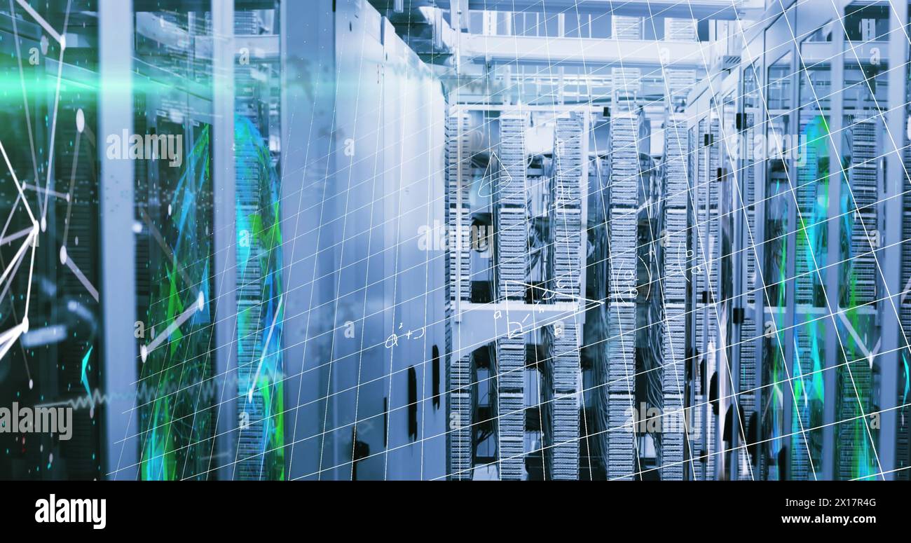 Image of data processing over server room Stock Photo - Alamy