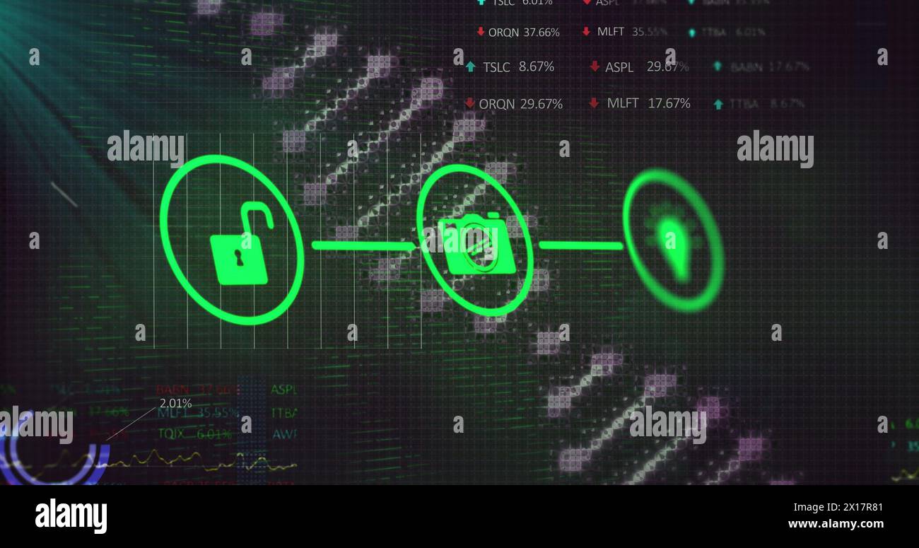 Image of numbers changing over data processing Stock Photo