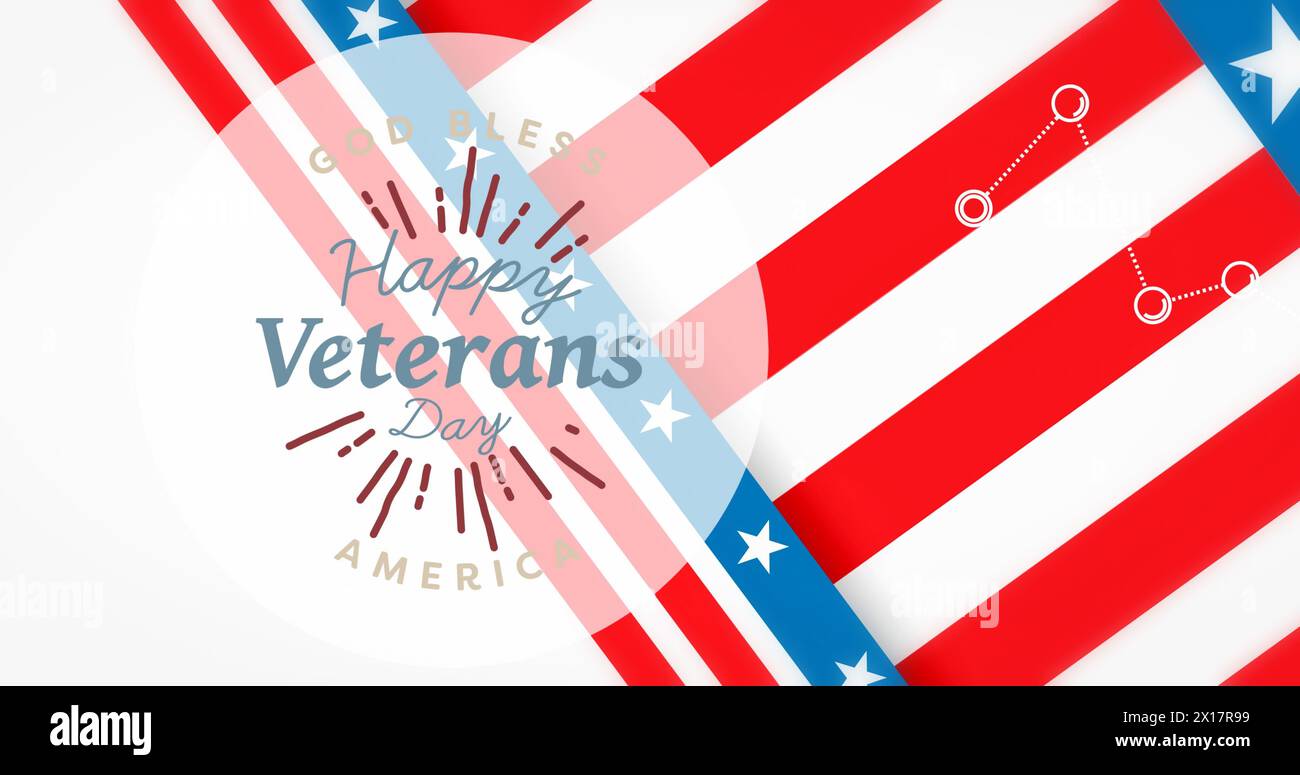 Image of happy veterans day over background in colours of flag of usa ...