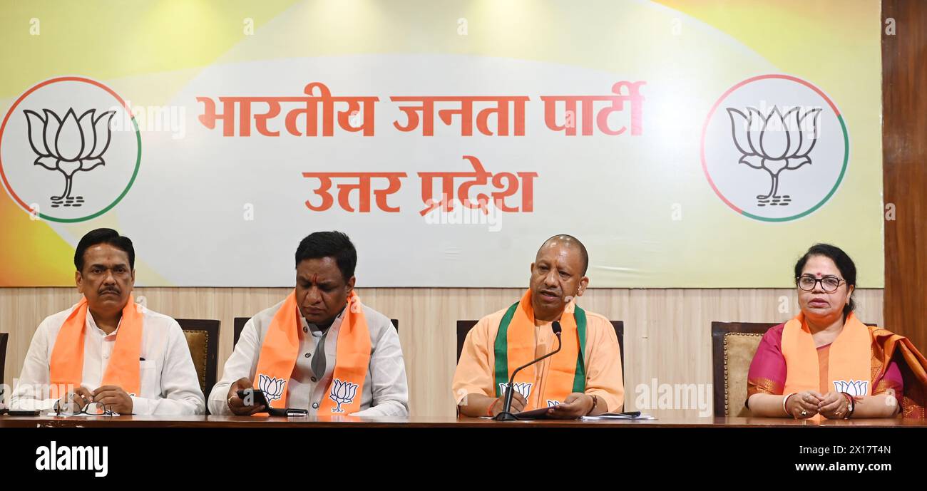 LUCKNOW, INDIA - APRIL 15: Uttar Pradesh Chief Minister Yogi Adityanath ...