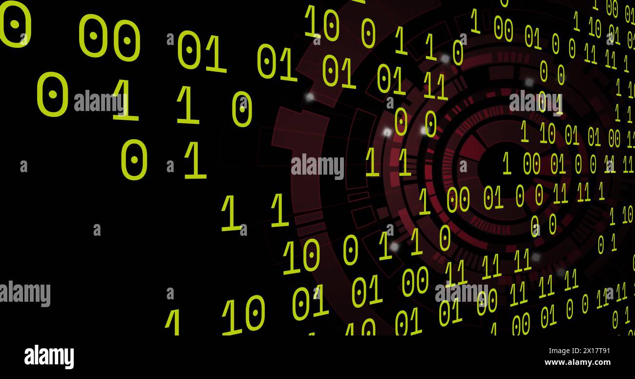 Image of financial data processing over binary coding Stock Photo
