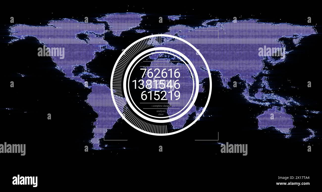 Image of financial data processing over world map Stock Photo