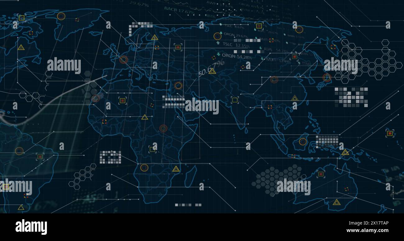 Image of data processing over world map Stock Photo