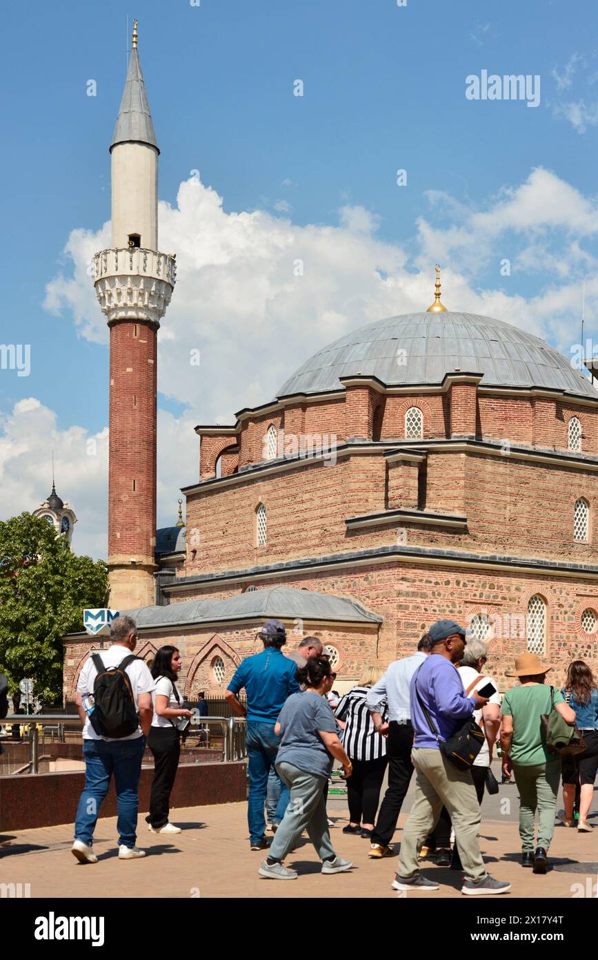 Tourists at Banya Bashi 16 Century mosque in Sofia Bulgaria, Eastern Europe, Balkans, EU Stock Photo