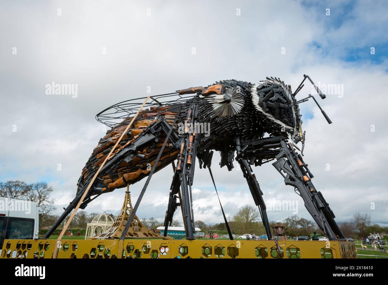 Gun fly sculpture at the British Ironworks, Shropshire, UK Stock Photo