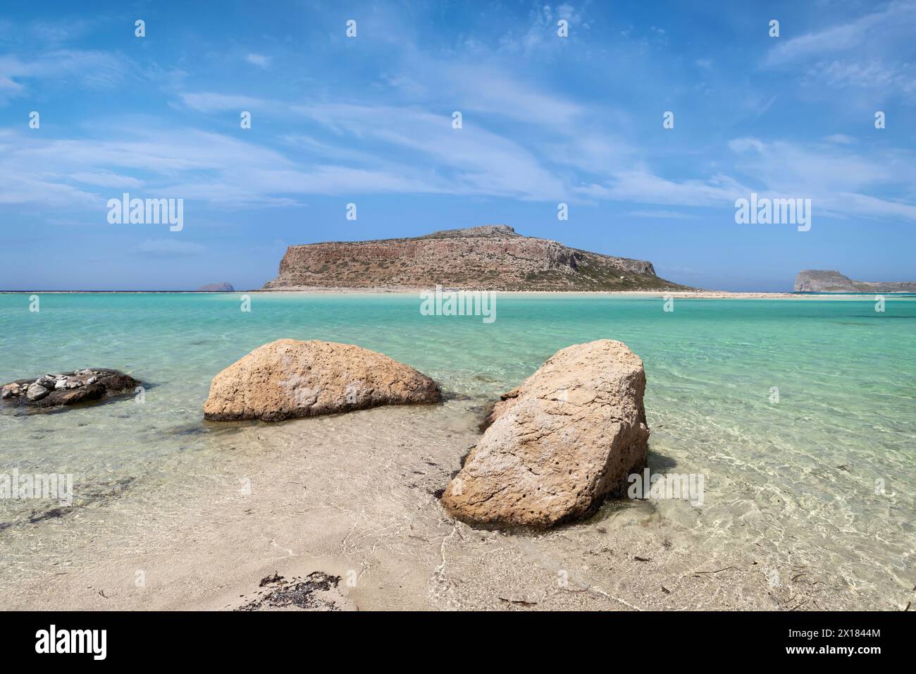 Rocks on scenic Balos Beach, Crete island, Greece Stock Photo