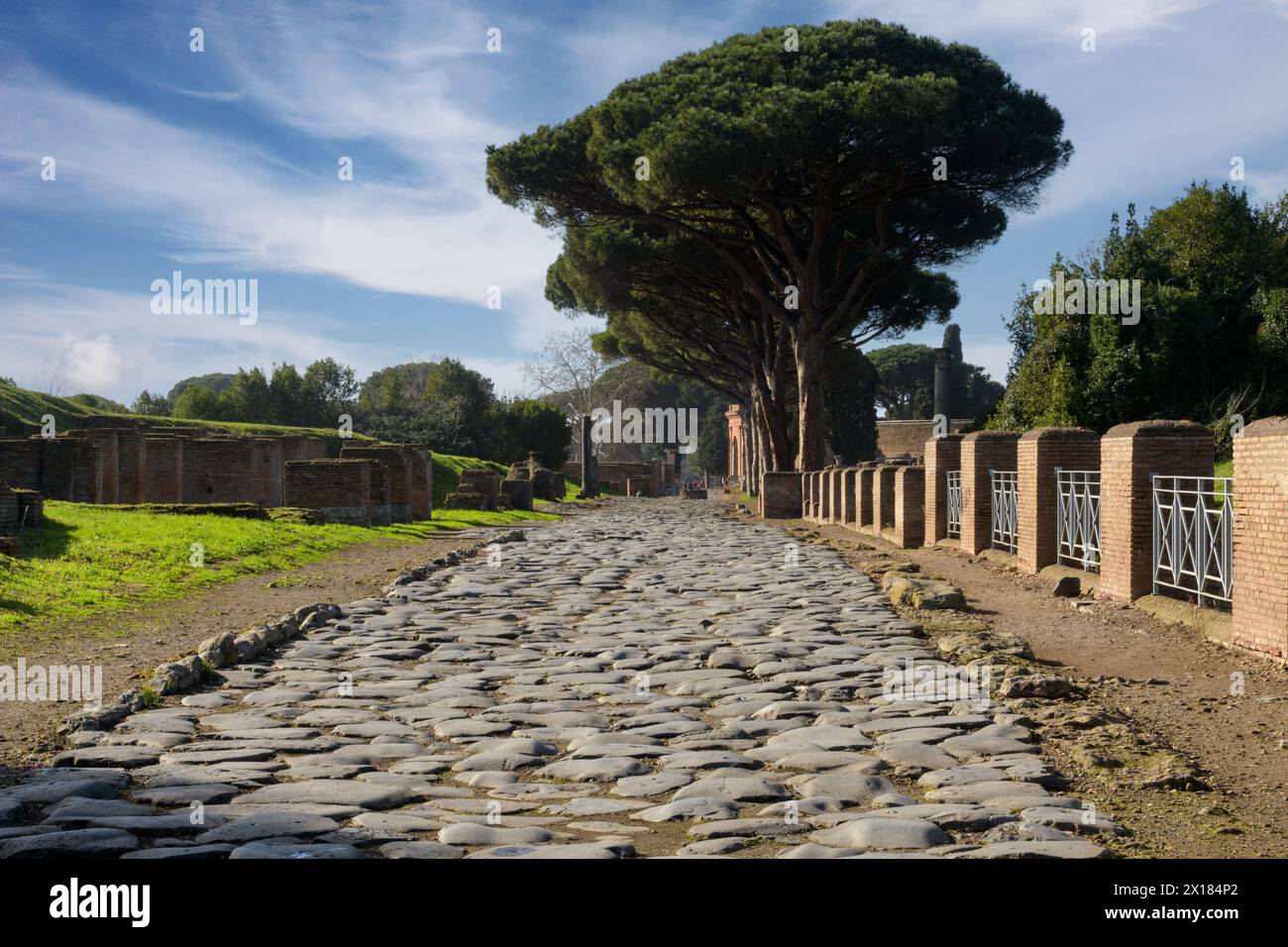 Ancient roman road in Ostia Antica. Rome, Latium, Italy Stock Photo - Alamy