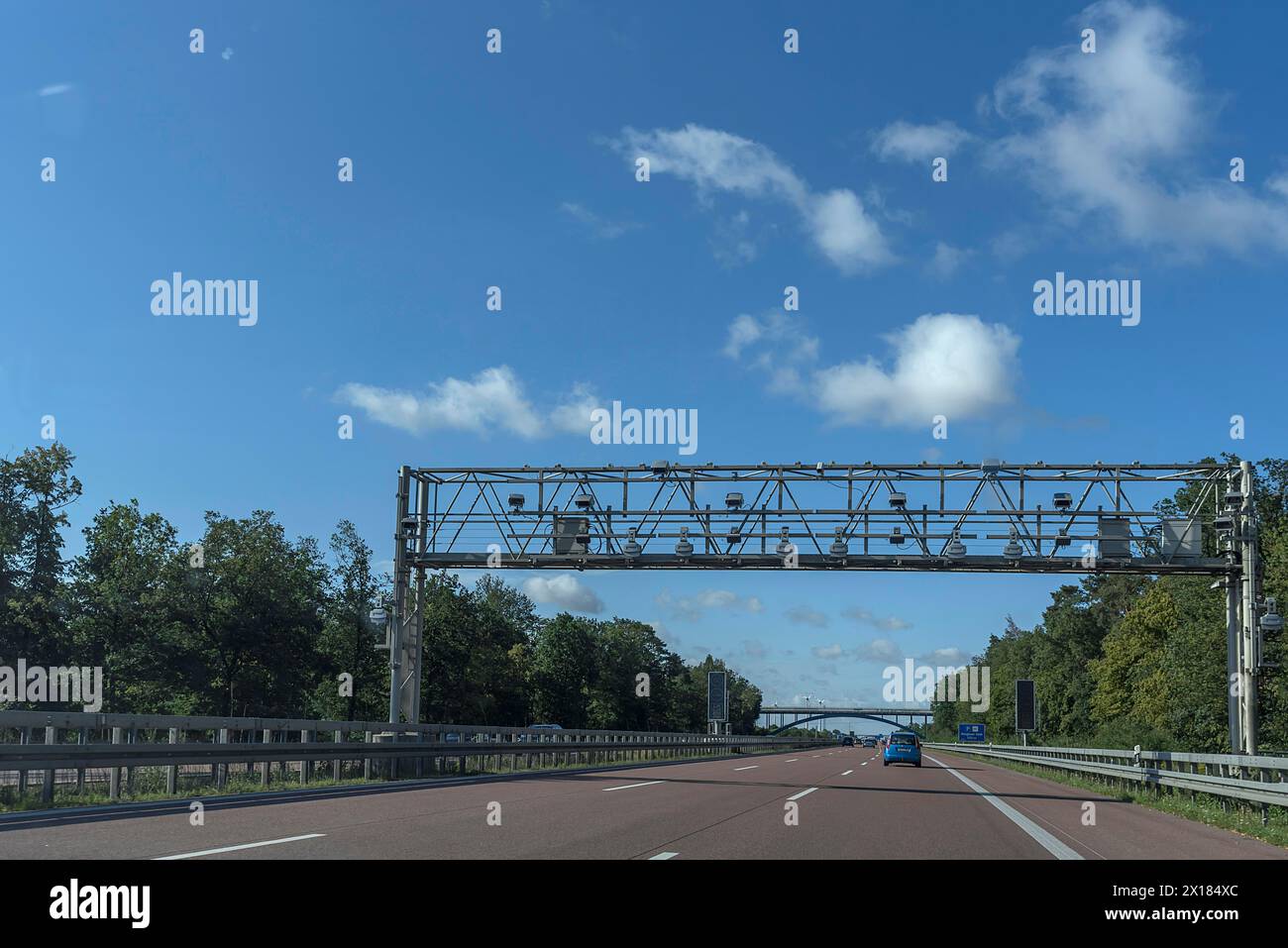 Truck toll booth on the A9 motorway, Saxony-Anhalt, Germany Stock Photo ...