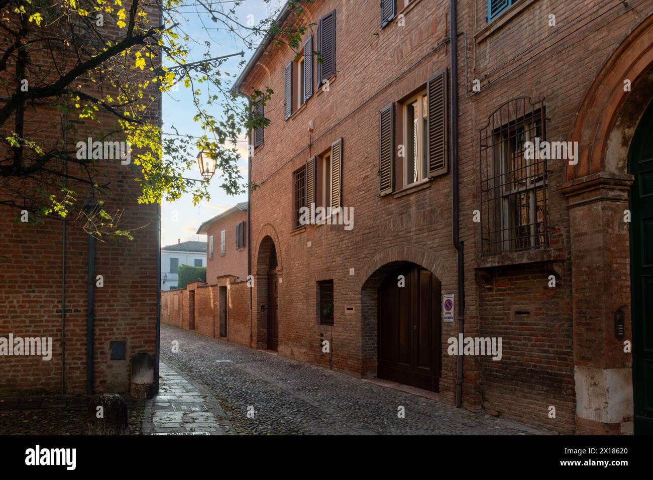 The streets in downtown of Ferrara, Emilia-Romagna, Italy Stock Photo
