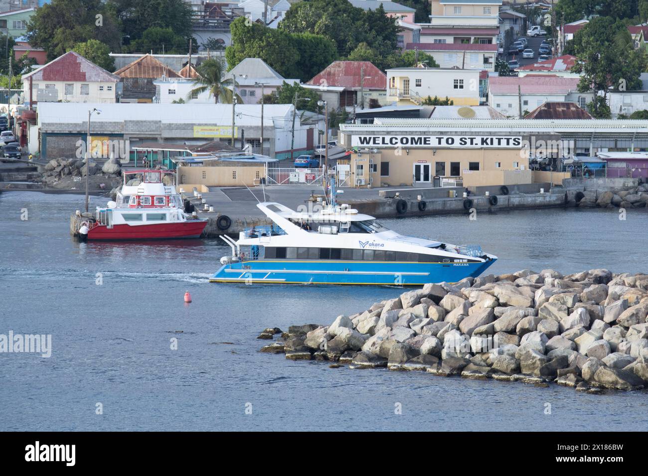 Yacht entering Port Zante Marina, Basseterre, St. Kitts Stock Photo - Alamy