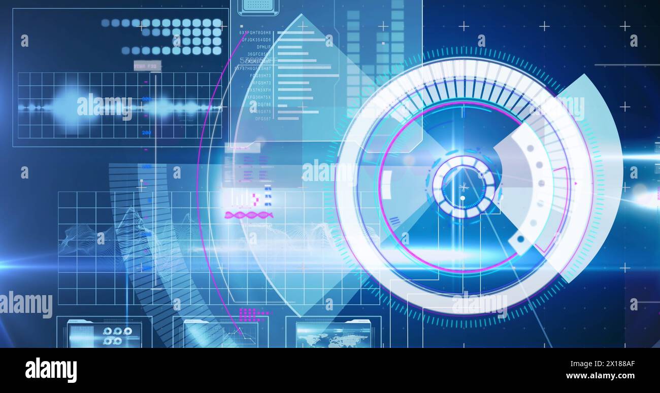 Image of data processing in on digital screen Stock Photo