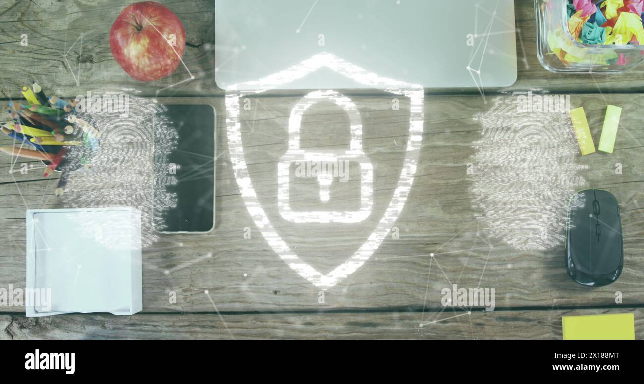 Fingerprint scanner security padlock over hi-res stock photography and ...