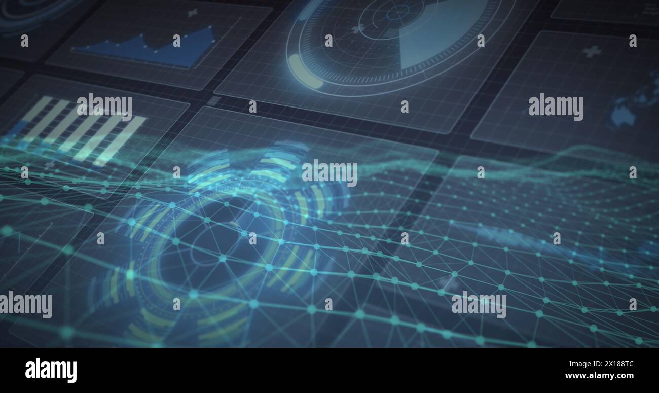 Image of data processing over shapes Stock Photo