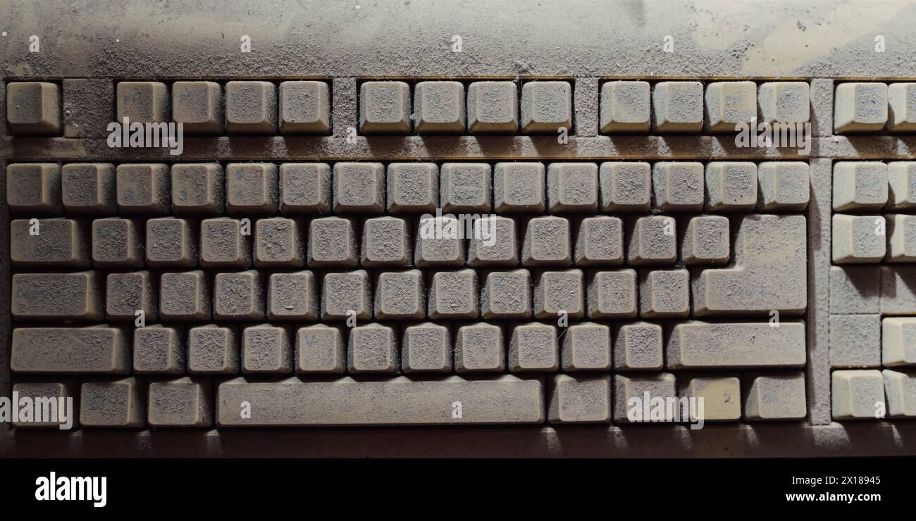 Old vintage computer mechanical keyboard in dust, computer keyboard ...