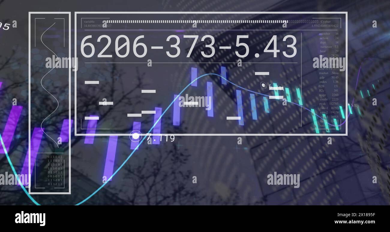 Image of padlock icon over screen with data processing Stock Photo