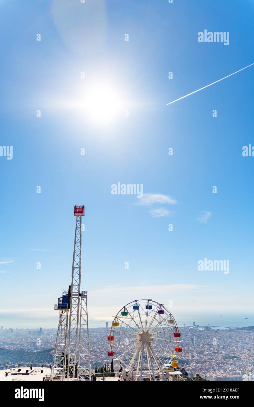 Parc d'atraccions Tibidabo amusement park in Barcelona, Spain Stock ...