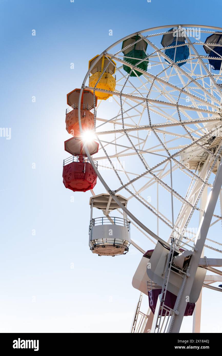 Ferris wheel at the Parc d'atraccions Tibidabo amusement park in Barcelona, Spain Stock Photo