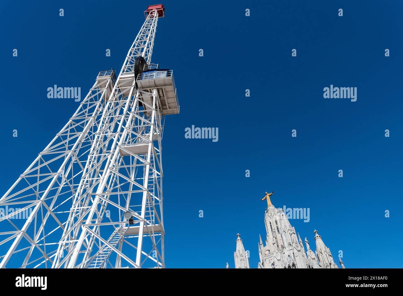 Parc d'atraccions Tibidabo amusement park in Barcelona, Spain Stock ...