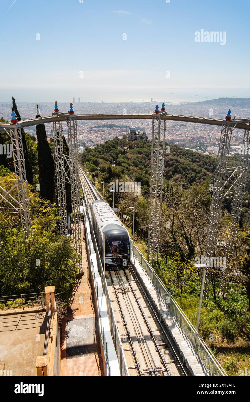Funicular railway to Tibidabo in Barcelona, Spain Stock Photo - Alamy