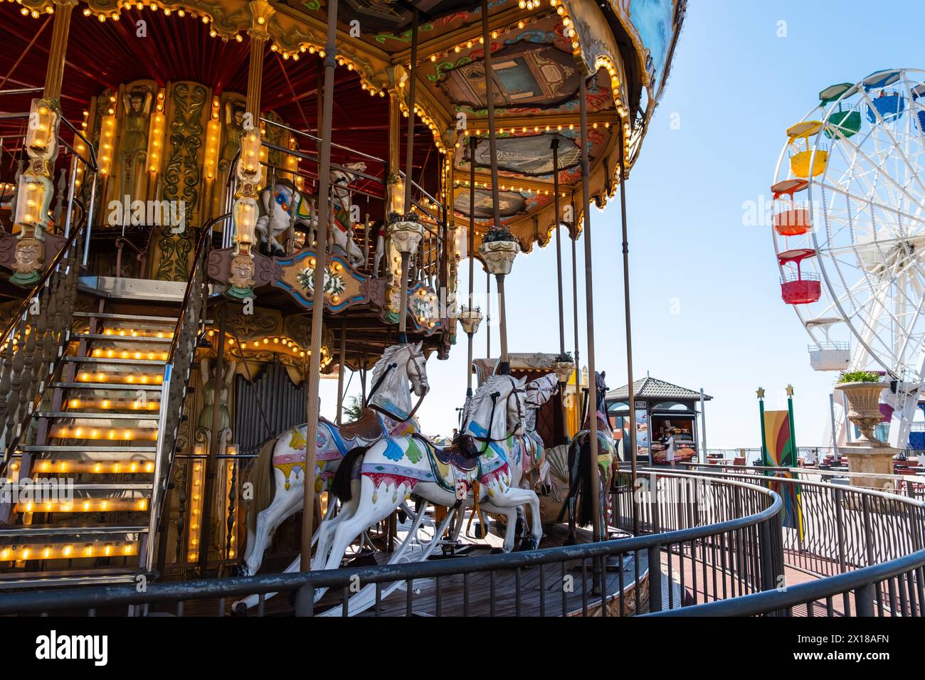Parc d'atraccions Tibidabo amusement park in Barcelona, Spain Stock Photo