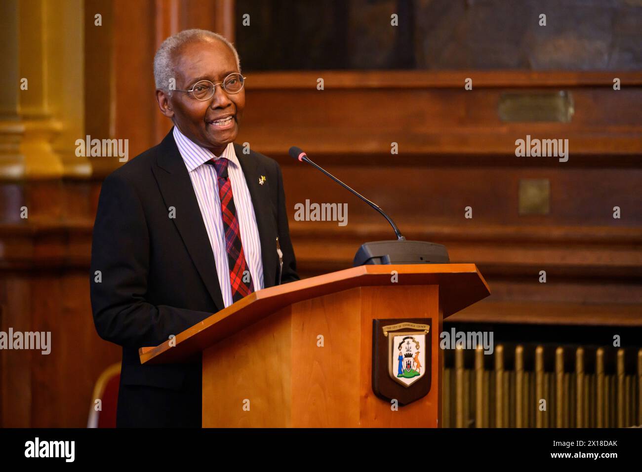 UNESCO International Day fro the Remembrance of the Slave Trade and its Abolition at Edinburgh City Chambers  Professor Sir Geoff Palmer Stock Photo