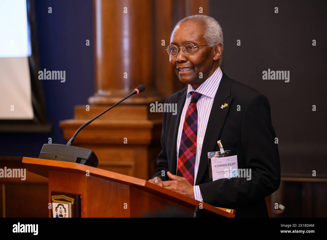 UNESCO International Day fro the Remembrance of the Slave Trade and its Abolition at Edinburgh City Chambers  Professor Sir Geoff Palmer Stock Photo