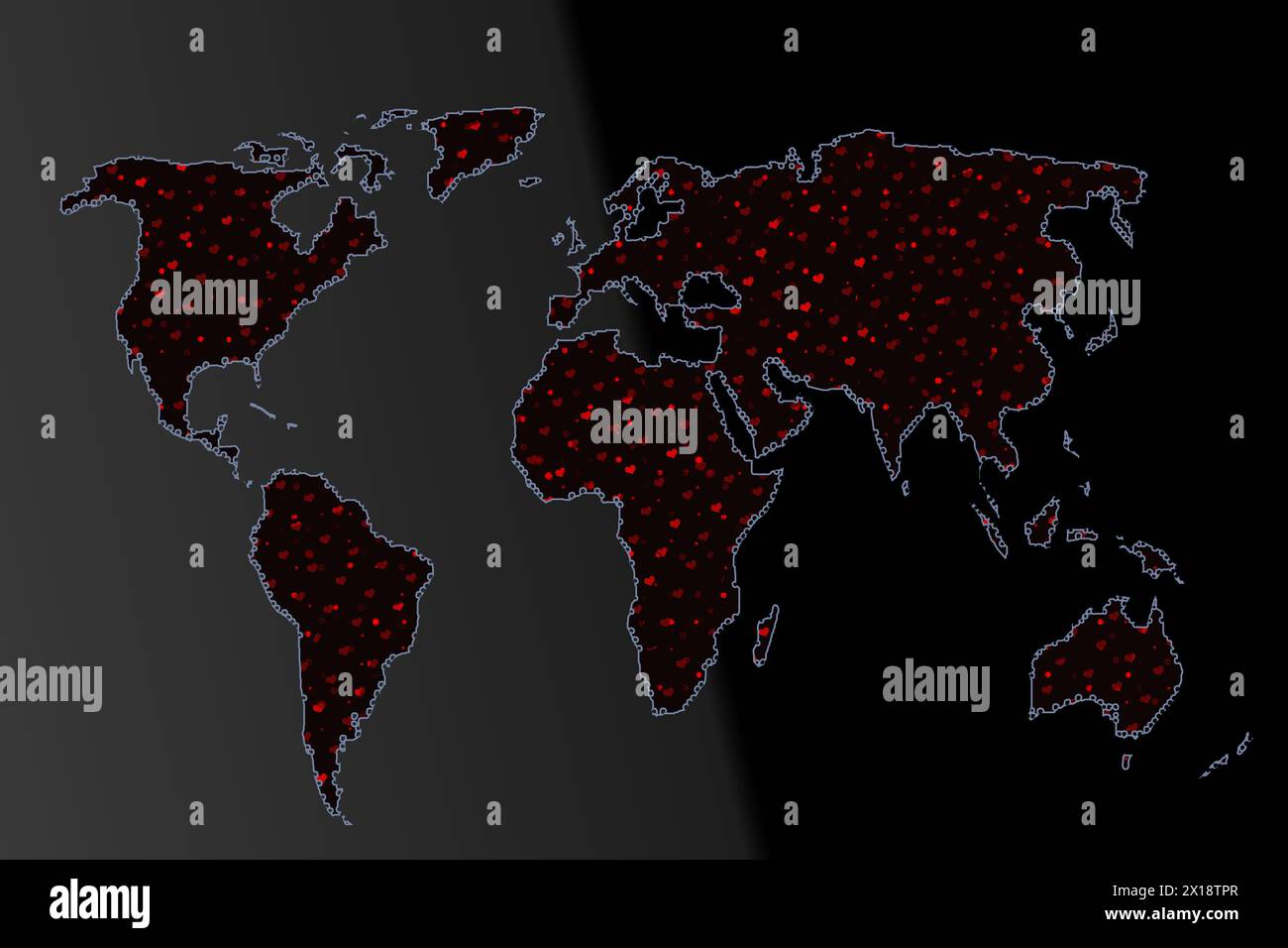World map design with heart pattern. Earth with continents. Map of ...