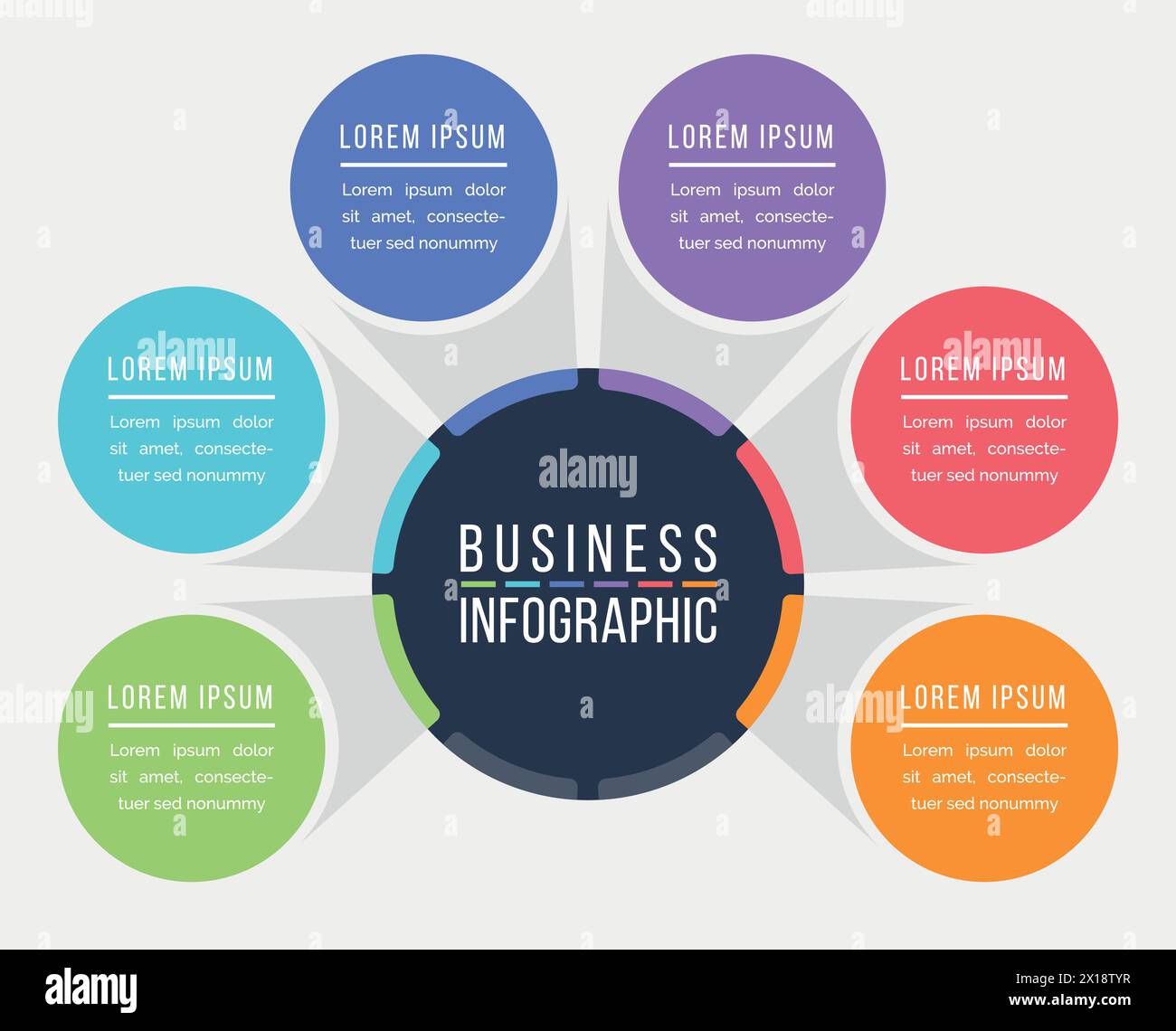 6 Steps Infographic business design 6 objects, elements or options ...