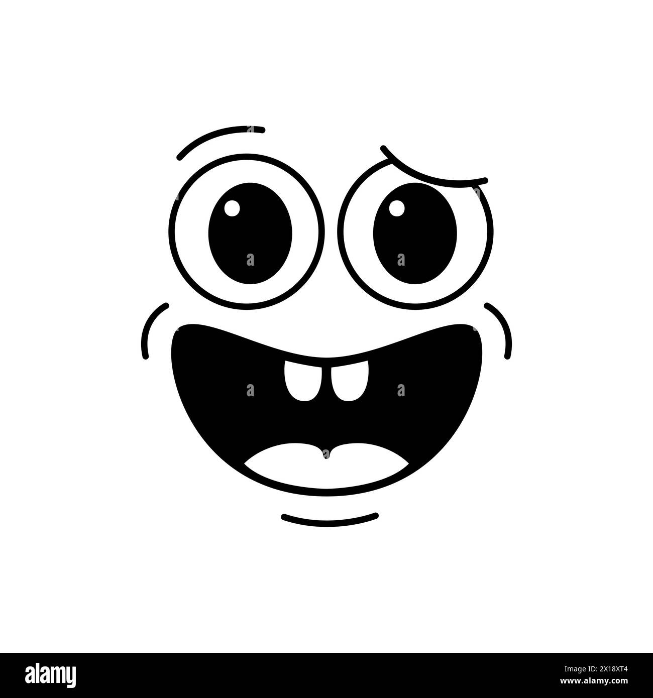 Cartoon funny nervous smile, comic groovy face emotion, retro cute ...