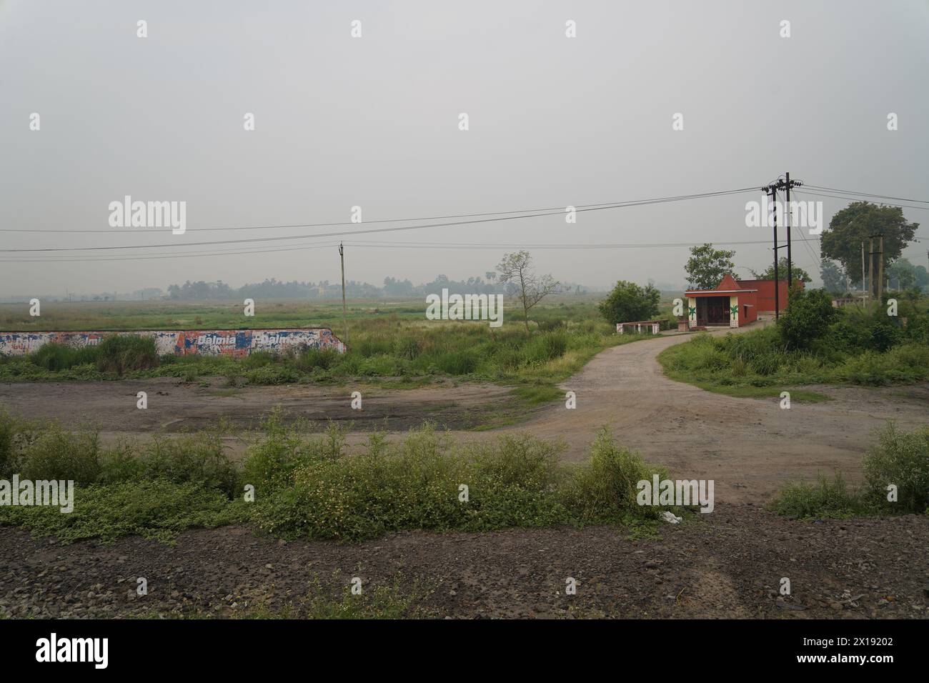 The controversial Tata Nano automobile factory land. Beside NH-16. Singur in Hooghly district, West Bengal, India. Stock Photo