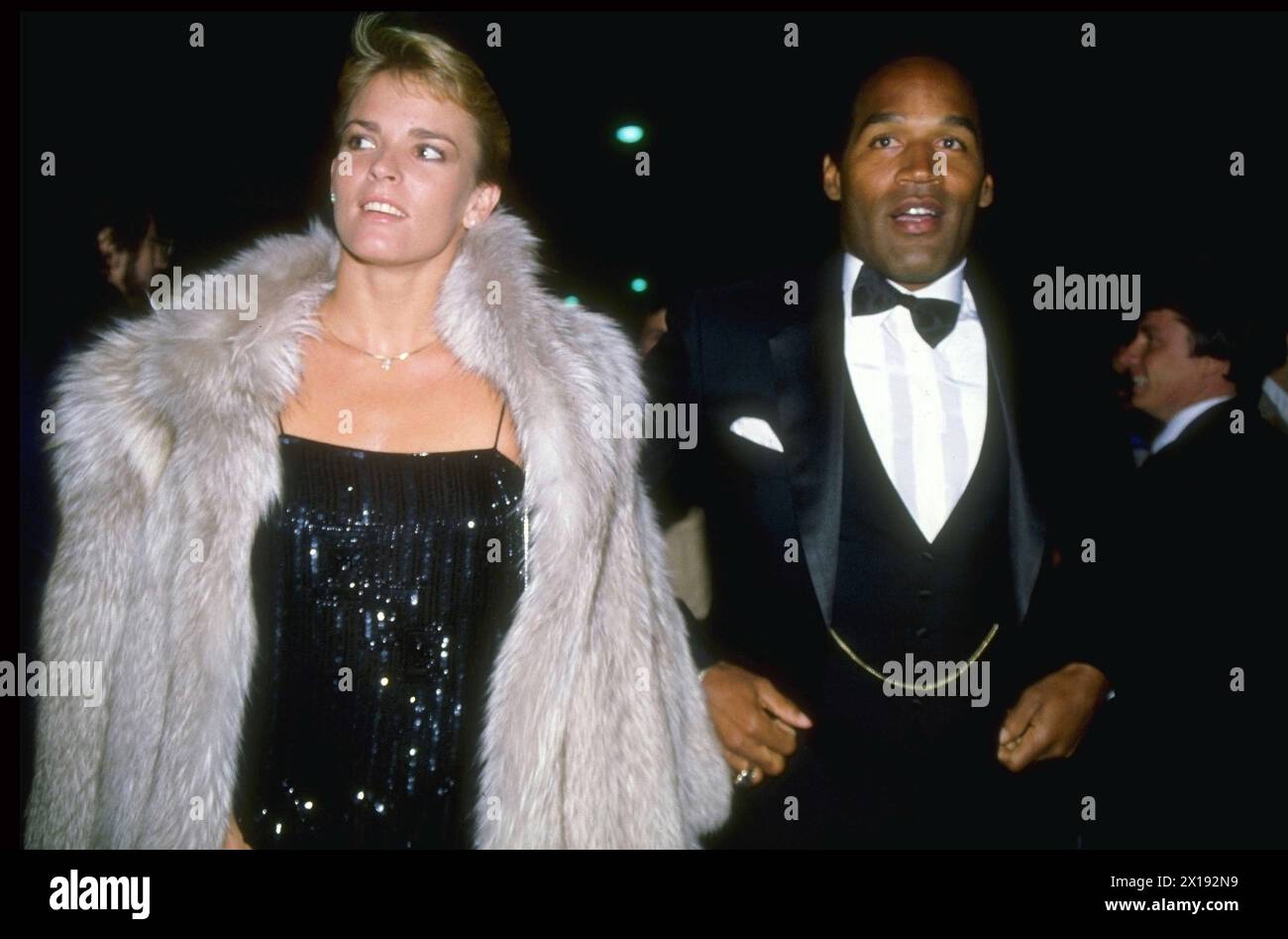 Circa 1982, Los Angeles, California, USA: NICOLE BROWN SIMPSON and O.J.SIMPSON attend a black tie event in Hollywood. (Credit Image: Michelson/ZUMA Press Wire) EDITORIAL USAGE ONLY! Not for Commercial USAGE! Stock Photo