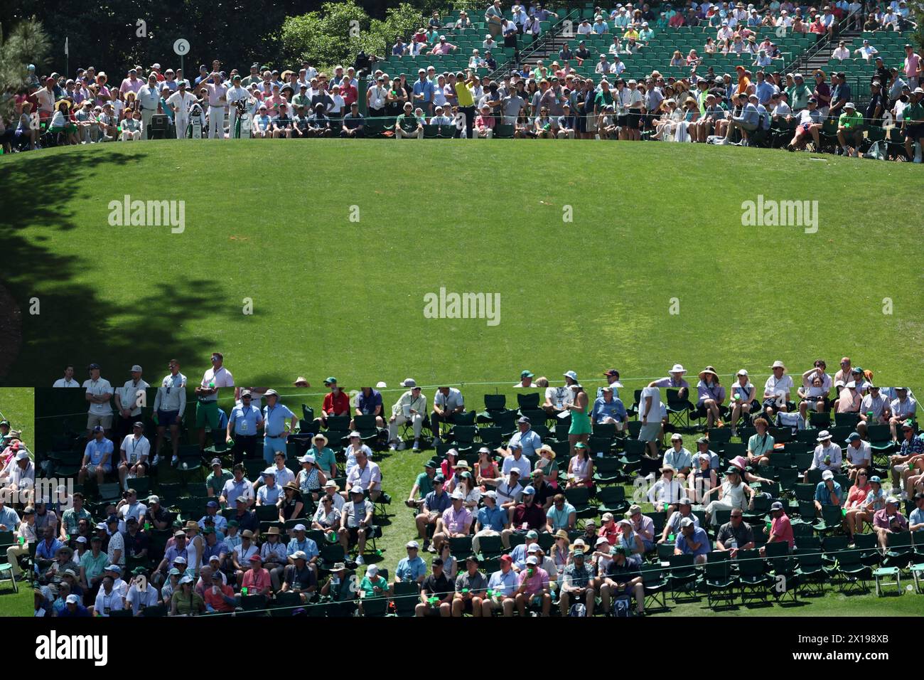 Japan's Hideki Matsuyama on the 6th hole during the day 4 of the 2024 Masters golf tournament at the Augusta National Golf Club in Augusta, Georgia, United States, on April 14, 2024. Credit: Koji Aoki/AFLO SPORT/Alamy Live News Stock Photo