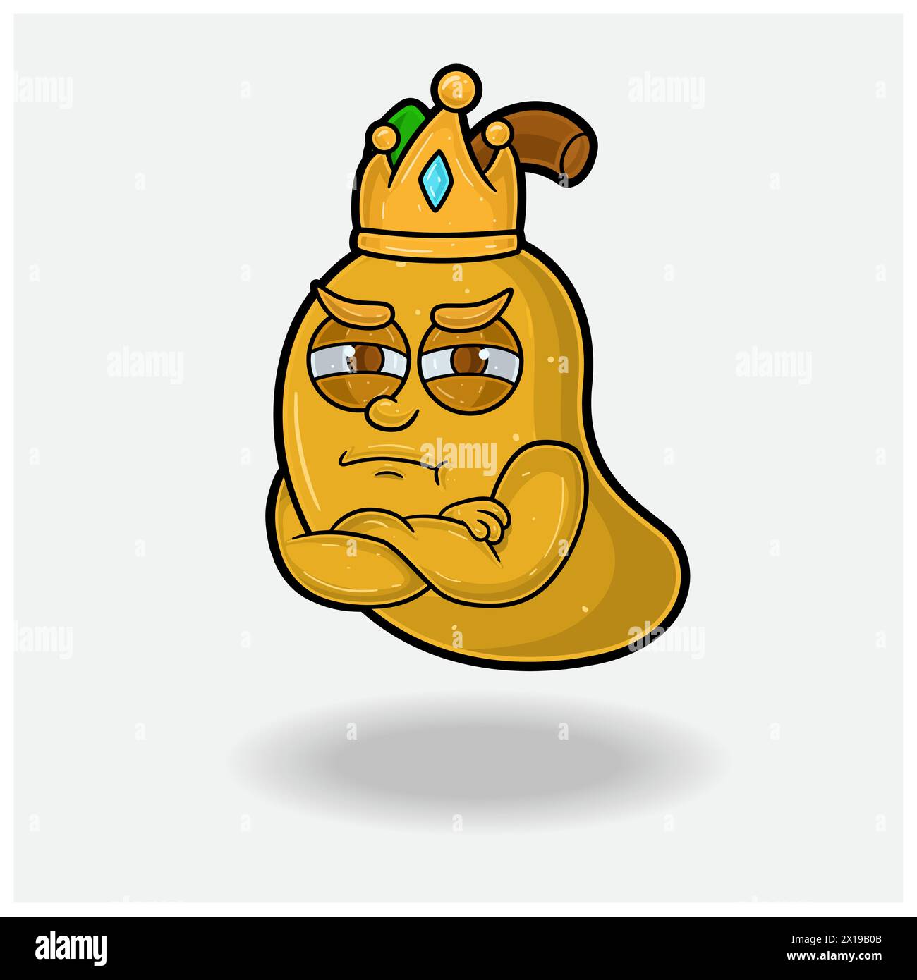 Jealous expression with Mango Fruit Crown Mascot Character Cartoon. Vector Illustrations Stock Vector