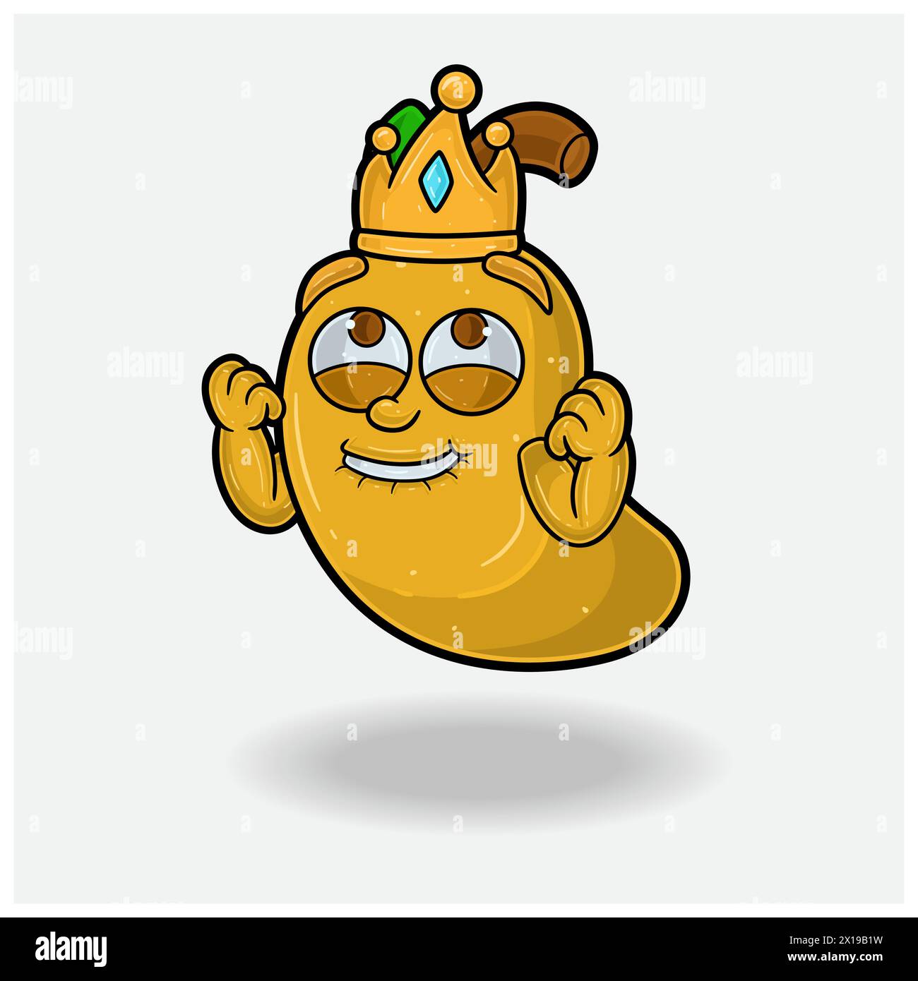Happy expression with Mango Fruit Crown Mascot Character Cartoon. Vector Illustrations Stock Vector