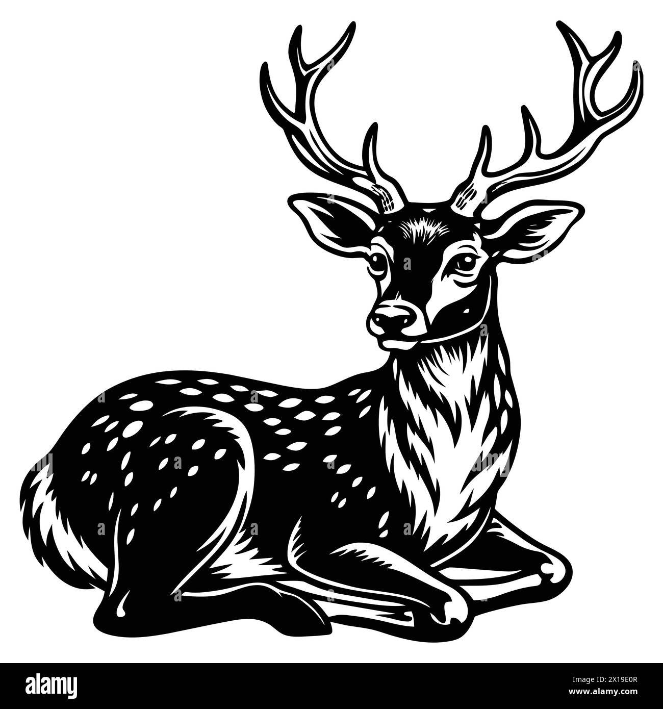 Deer sit Icon Illustrations & Vectors , 'Elegant Deer Sitting Vector with white Background' Stock Vector