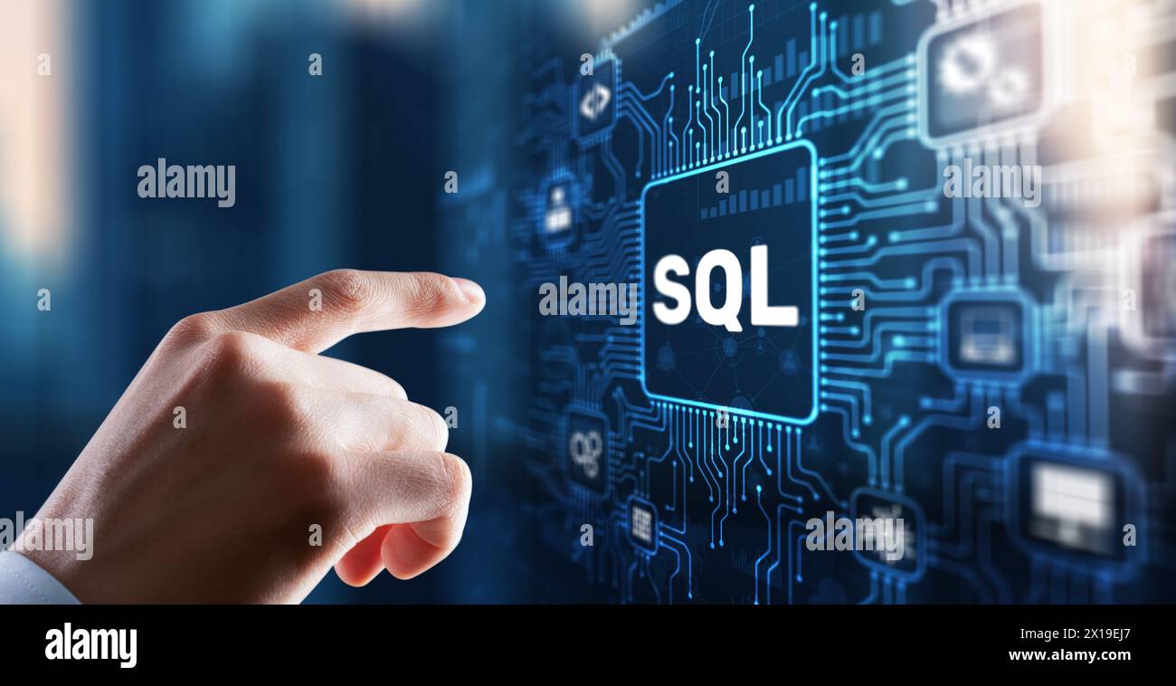 SQL Structured Query Language. Technology concept. Icon virtual screen ...