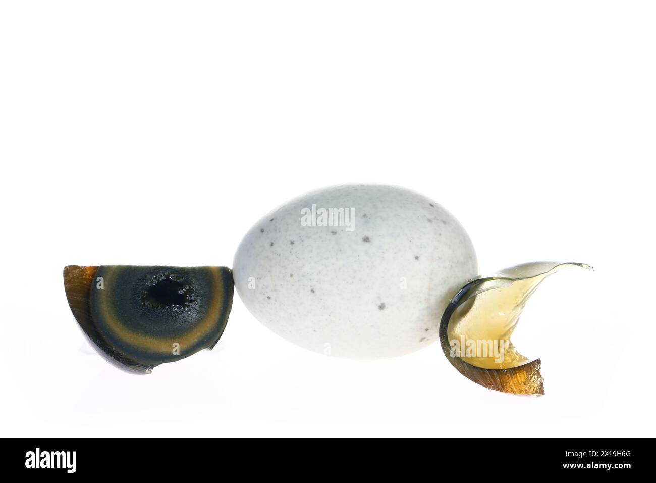 Eggs, duck egg, preserved egg on a white background, close-up pictures Stock Photo