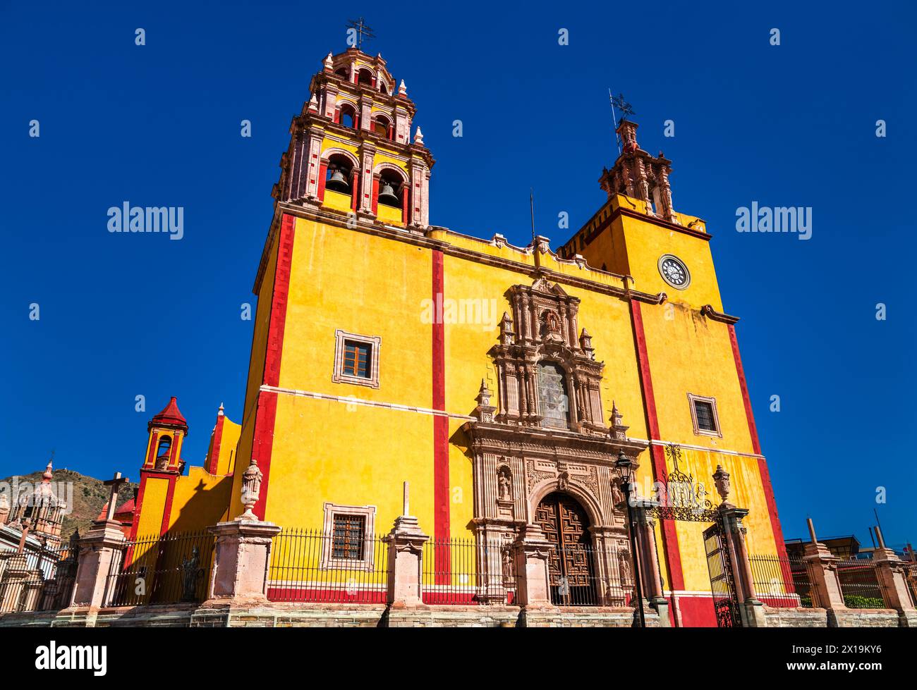 Collegiate Basilica of Our Lady of Guanajuato, UNESCO world heritage in Mexico Stock Photo