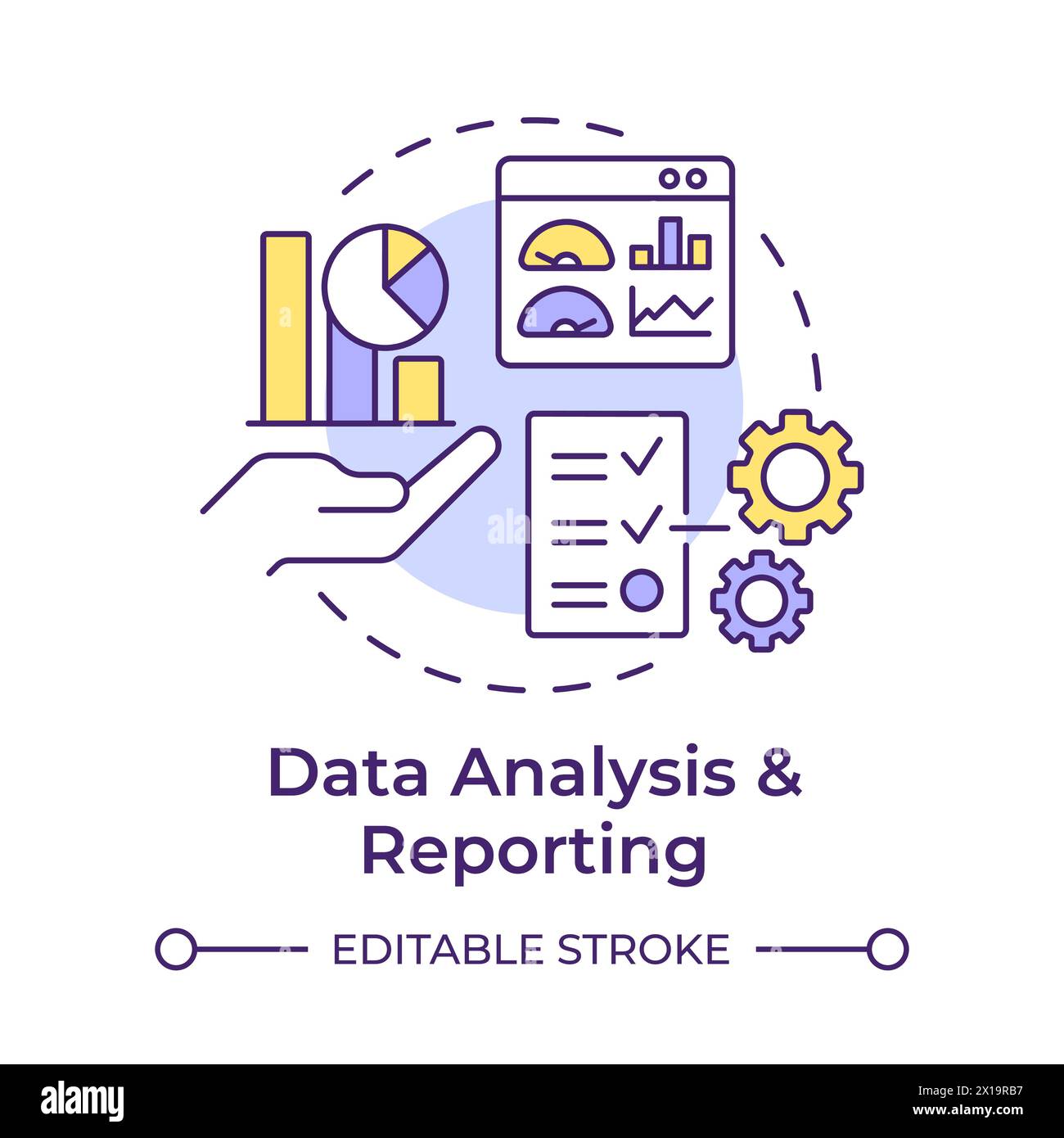 Data analysis and reporting multi color concept icon Stock Vector Image ...