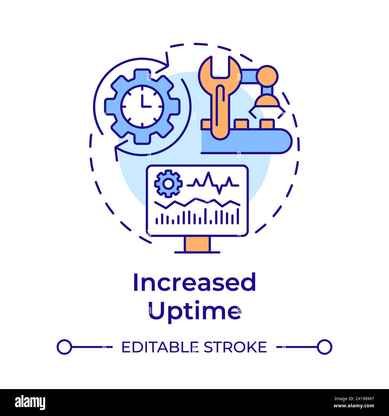 Increased uptime multi color concept icon Stock Vector