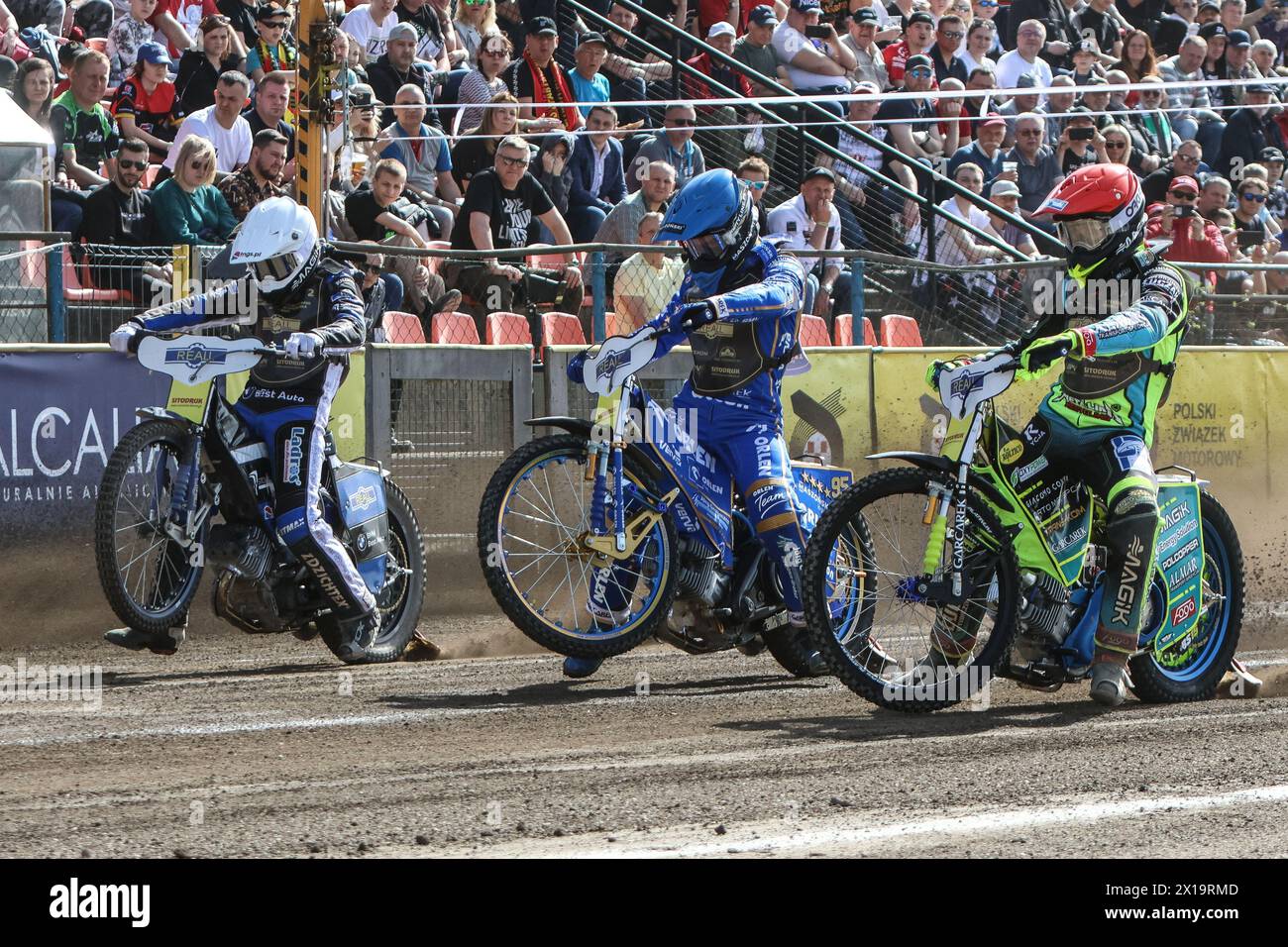 04.01.2024 Opole, Poland, Speedway (zuzel) - Golden Helmet (Reall Final Turnieju o Zloty Kask) op: Jaroslaw Hampel, Bartosz Zmarzlik, Bartosz Smektala Stock Photo