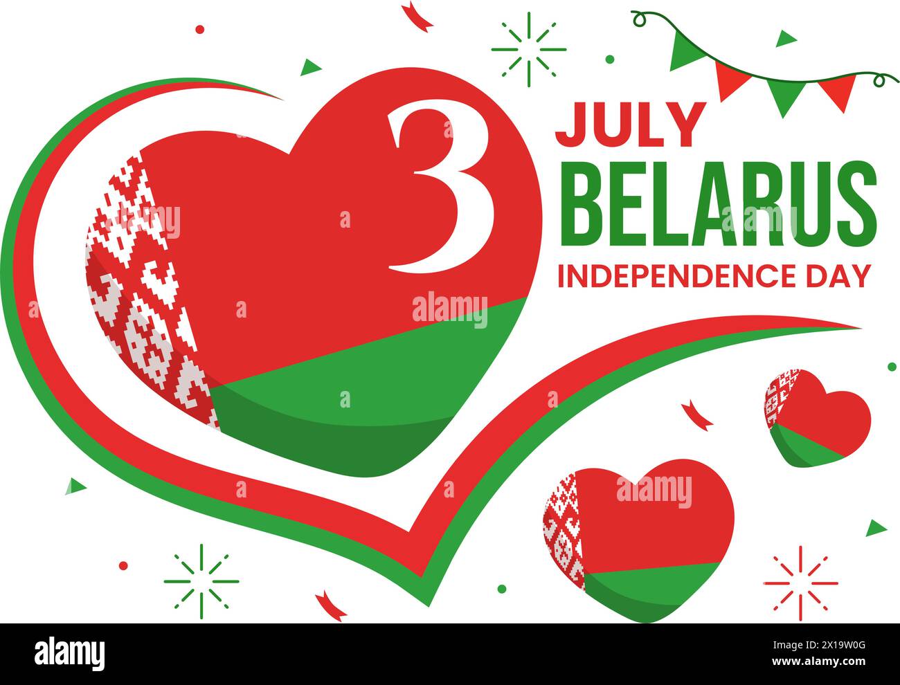 Happy Belarus Independence Day Vector Illustration on 3 July with Waving Flag and Ribbon in National Holiday Flat Cartoon Background Design Stock Vector