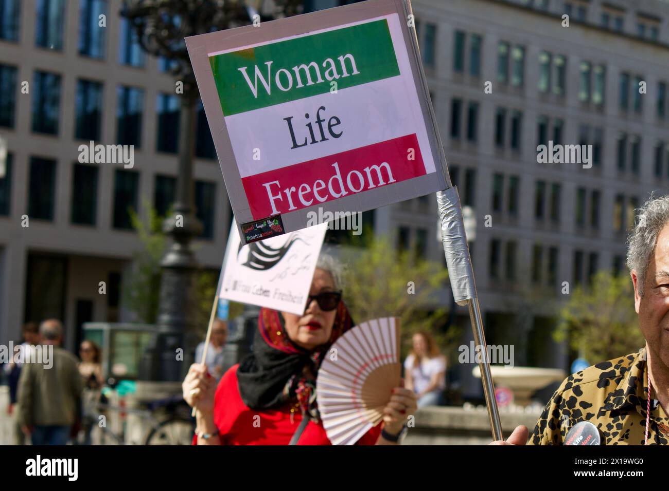 Frankfurt am Main, Germany, April 06, 2024. Tens of people participate at a demo organized by Jin Jiyan Azadi to support Persian women's liberation. Stock Photo