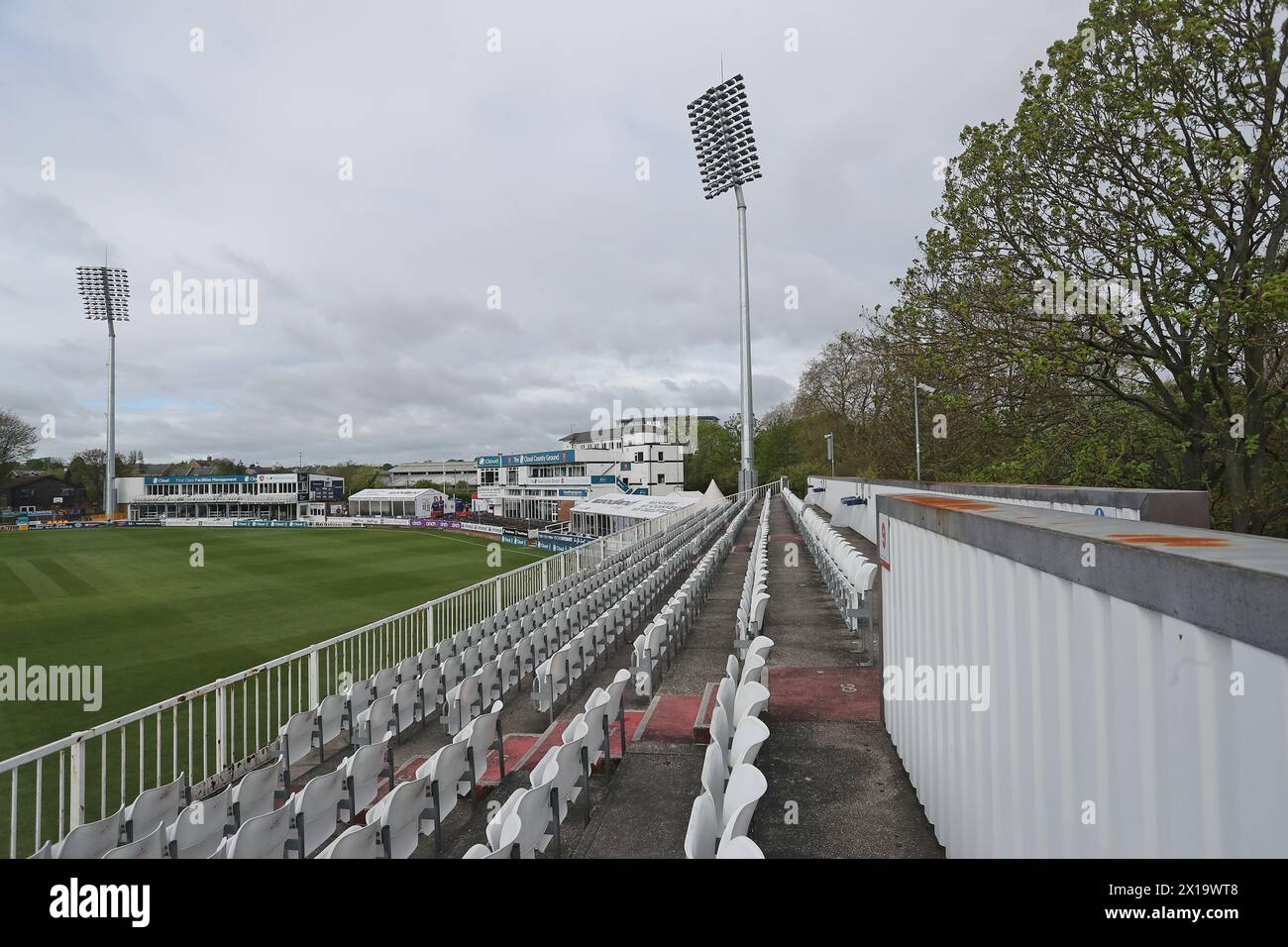 General view of the ground during Essex CCC vs Kent CCC, Vitality County Championship Division 1 Cricket at The Cloud County Ground on 15th April 2024 Stock Photo
