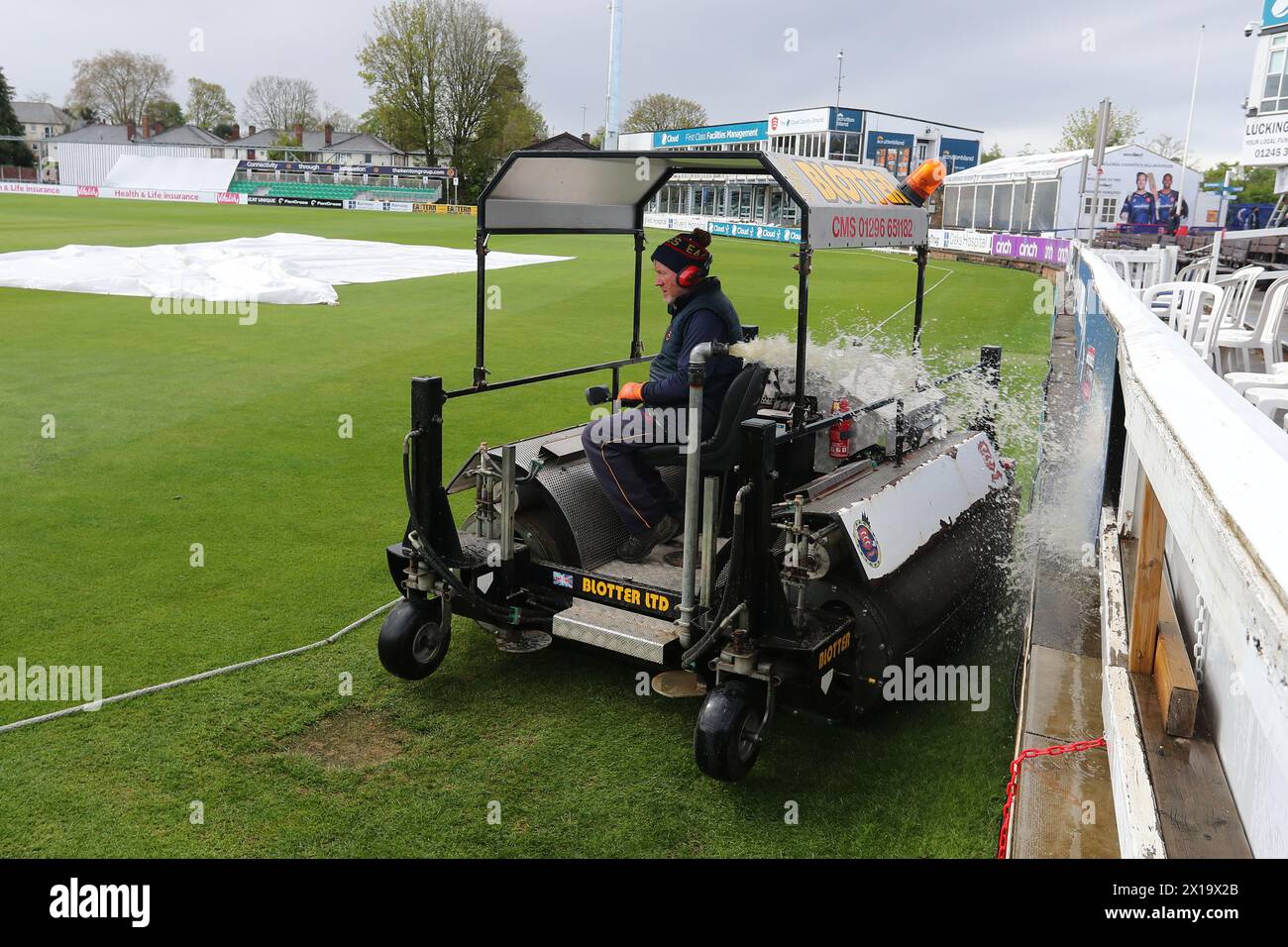 The Blotter is emptied after heavy rain during Essex CCC vs Kent CCC, Vitality County Championship Division 1 Cricket at The Cloud County Ground on 15 Stock Photo