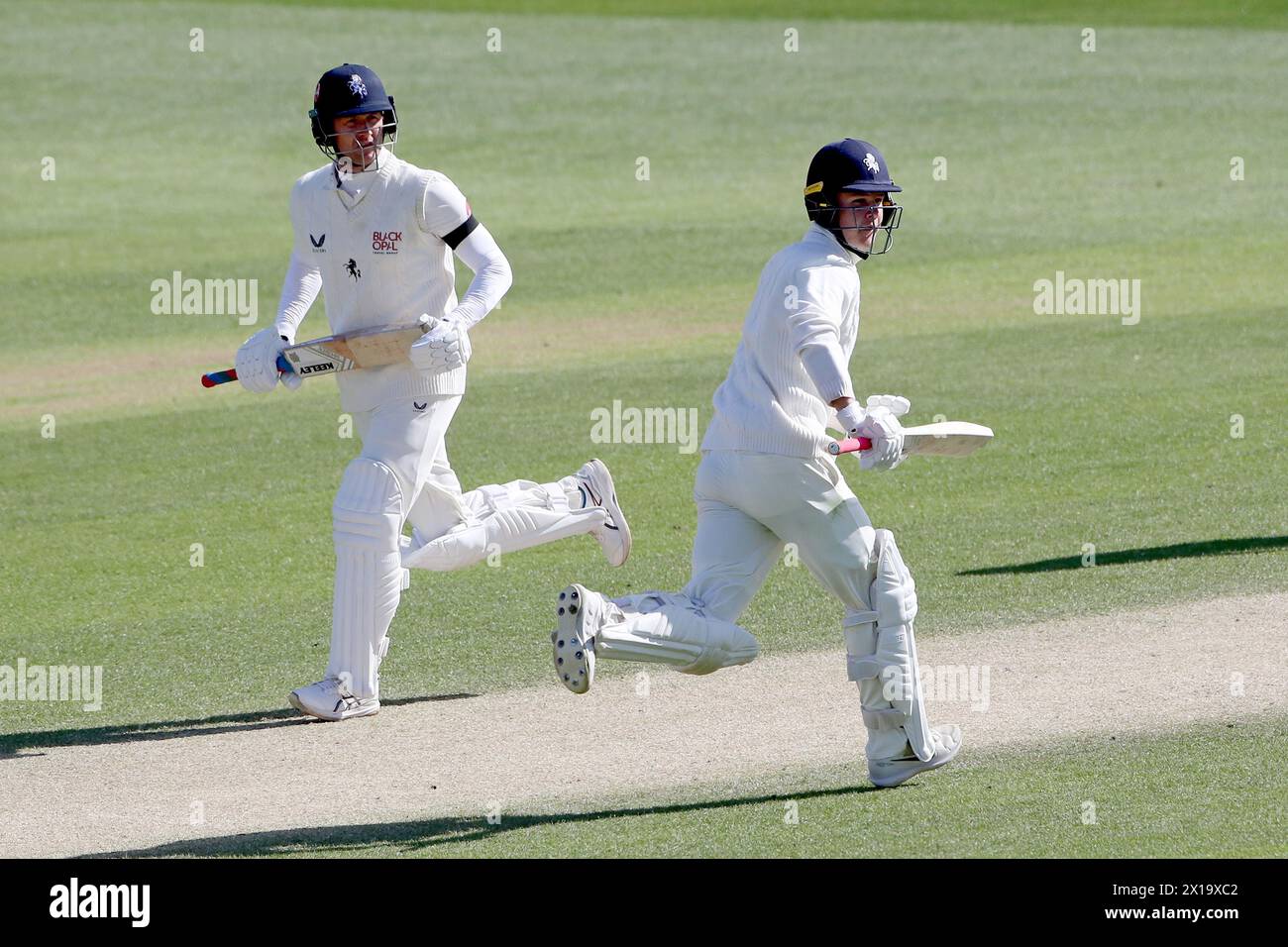 Joe Denly (L) and nephew Jaydn Denly in batting action for Kent during Essex CCC vs Kent CCC, Vitality County Championship Division 1 Cricket at The C Stock Photo
