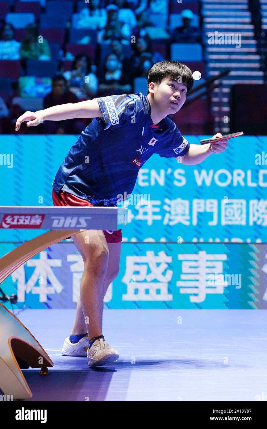 Macao, China. 16th Apr, 2024. Sora Matsushima (JPN) Table Tennis ITTF World Cup Macao 2024 Men