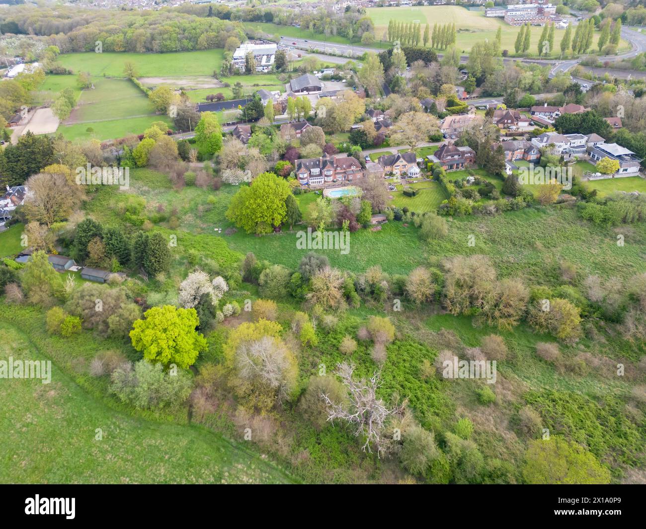 Aerial view of Scadbury Park in Chislehurst london is a nature reserve ...